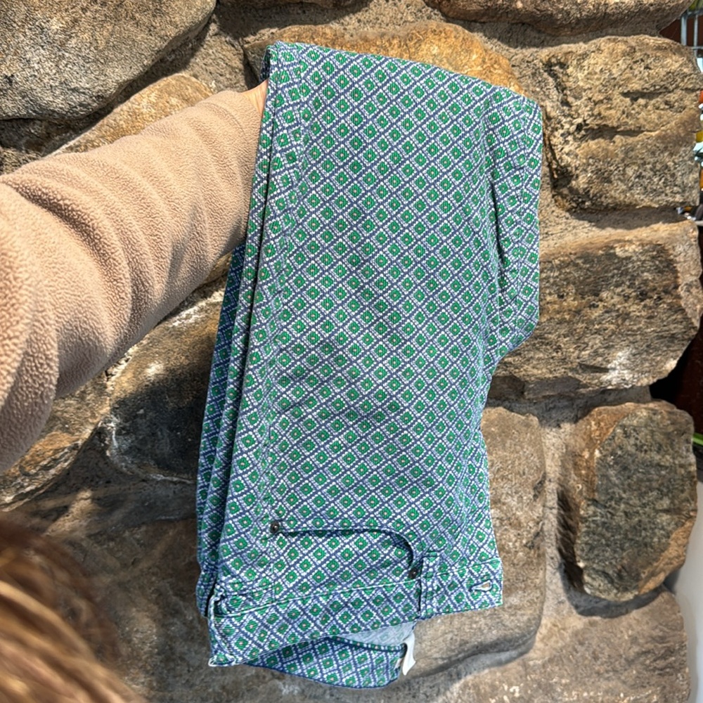 J.Crew Blue and Green Patterned Pants